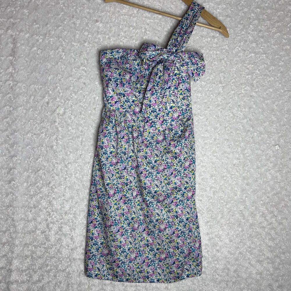J. Crew made with Liberty Fabric Colorful Floral Print Sheath One Shoulder Dress